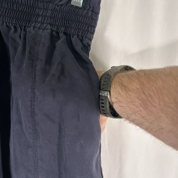 Gianni Bini Silk Blend Pants Women's Medium Navy Blue Pull On Pockets Elastic Wa - Picture 5 of 8